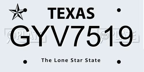 GYV7519 Texas License Plate