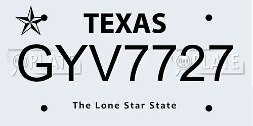 GYV7727 Texas License Plate