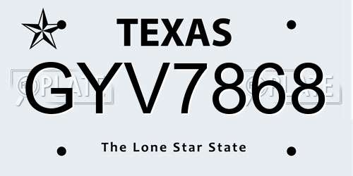 GYV7868 Texas License Plate
