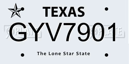 GYV7901 Texas License Plate