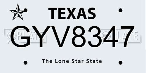 GYV8347 Texas License Plate