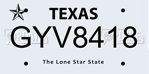 GYV8418 Texas License Plate