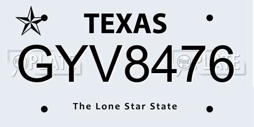 GYV8476 Texas License Plate