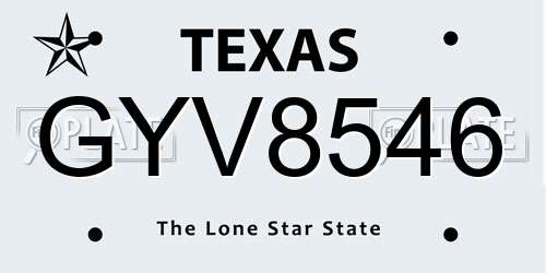 GYV8546 Texas License Plate