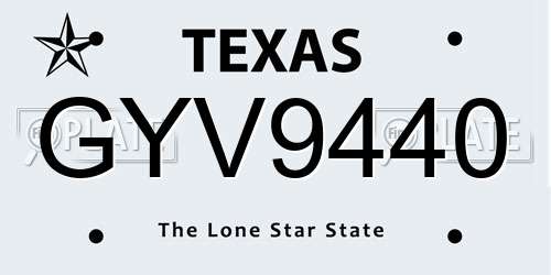 GYV9440 Texas License Plate