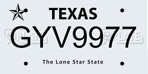 GYV9977 Texas License Plate