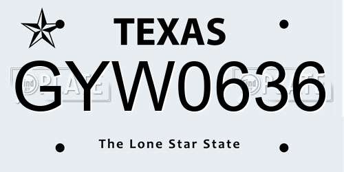 GYW0636 Texas License Plate