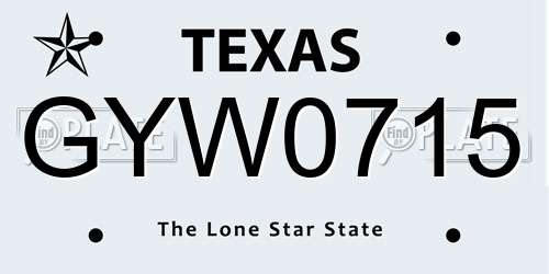 GYW0715 Texas License Plate