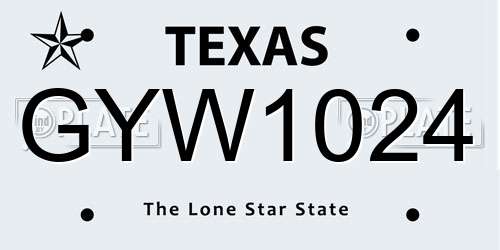 GYW1024 Texas License Plate