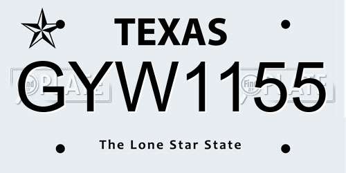 GYW1155 Texas License Plate