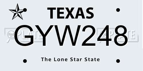 GYW248 Texas License Plate