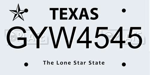 GYW4545 Texas License Plate