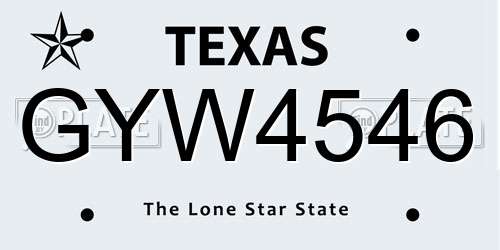 GYW4546 Texas License Plate