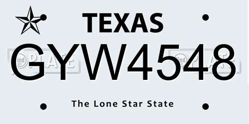 GYW4548 Texas License Plate