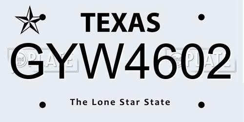 GYW4602 Texas License Plate