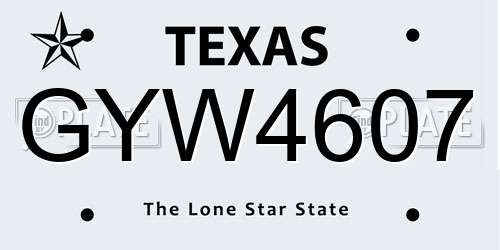 GYW4607 Texas License Plate