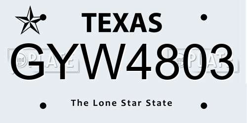 GYW4803 Texas License Plate