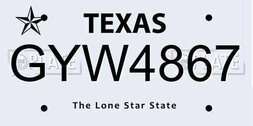 GYW4867 Texas License Plate