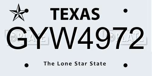 GYW4972 Texas License Plate