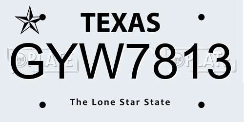 GYW7813 Texas License Plate