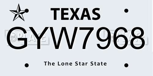 GYW7968 Texas License Plate