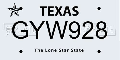 GYW928 Texas License Plate