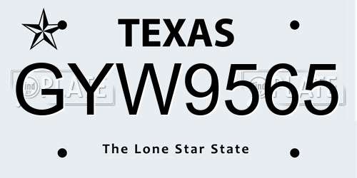 GYW9565 Texas License Plate