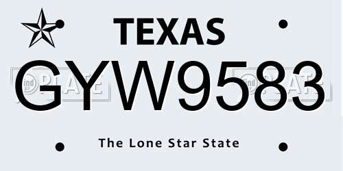 GYW9583 Texas License Plate