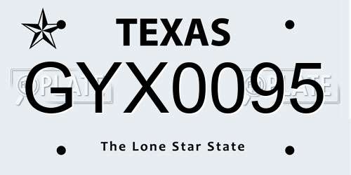 GYX0095 Texas License Plate
