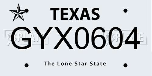GYX0604 Texas License Plate