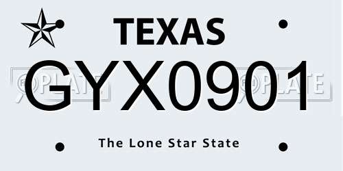 GYX0901 Texas License Plate