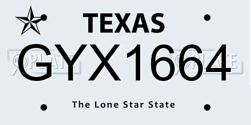 GYX1664 Texas License Plate