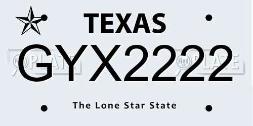 GYX2222 Texas License Plate