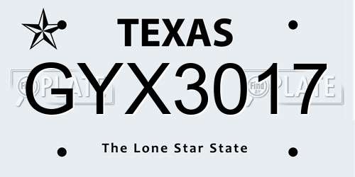 GYX3017 Texas License Plate
