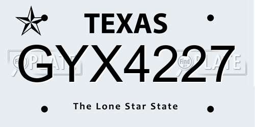 GYX4227 Texas License Plate