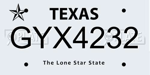 GYX4232 Texas License Plate