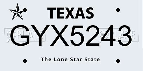 GYX5243 Texas License Plate