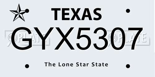 GYX5307 Texas License Plate