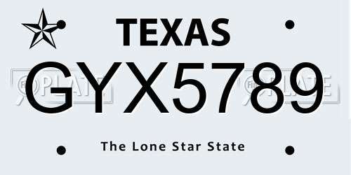 GYX5789 Texas License Plate