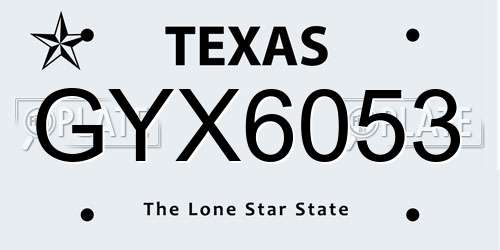 GYX6053 Texas License Plate