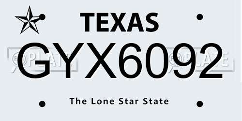GYX6092 Texas License Plate