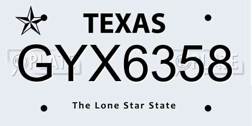 GYX6358 Texas License Plate