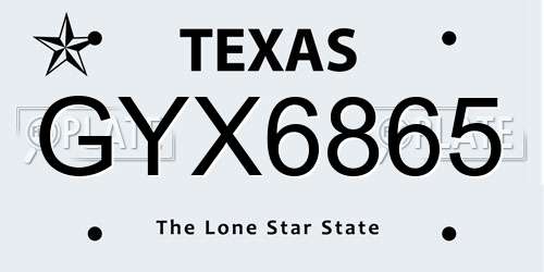 GYX6865 Texas License Plate