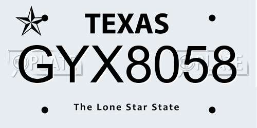 GYX8058 Texas License Plate