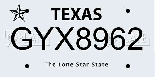 GYX8962 Texas License Plate