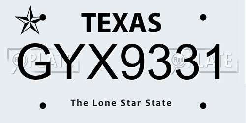 GYX9331 Texas License Plate