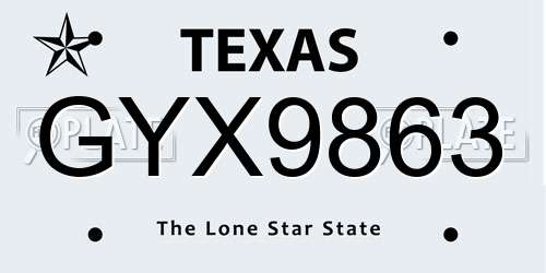 GYX9863 Texas License Plate