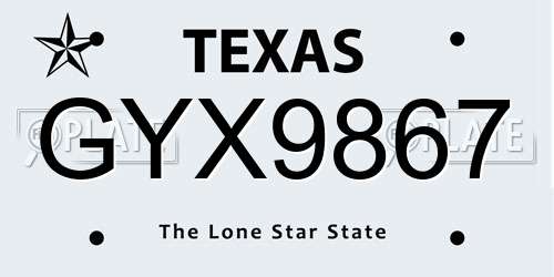 GYX9867 Texas License Plate
