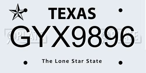 GYX9896 Texas License Plate