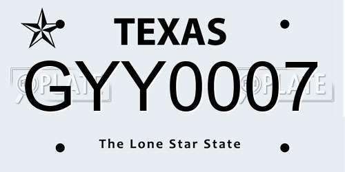 GYY0007 Texas License Plate